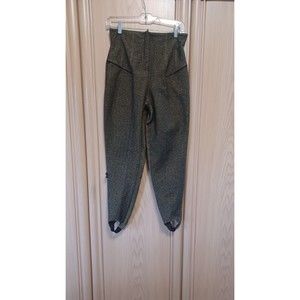 Vintage 80s Amazone Made In France black Gold Sparkle stirrup  pants 10/12 MED
